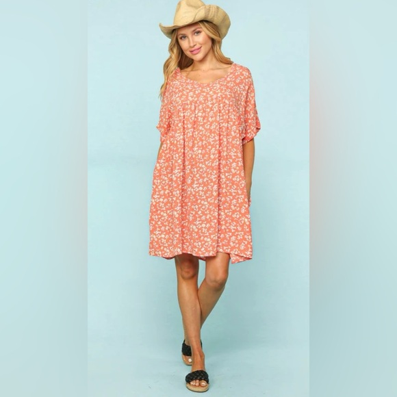 Hayden Los Angeles Dresses & Skirts - H by Hayden Los Angeles • Orange Floral Loose Shift Dress • Size 2X • EUC